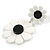 White/Black Acrylic Floral Drop Earrings - 55mm L - view 4