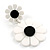 White/Black Acrylic Floral Drop Earrings - 55mm L - view 5