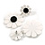 White/Black Acrylic Floral Drop Earrings - 55mm L - view 6
