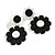 Black/White Acrylic Floral Drop Earrings - 55mm L - view 2