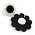 Black/White Acrylic Floral Drop Earrings - 55mm L - view 4