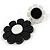 Black/White Acrylic Floral Drop Earrings - 55mm L - view 6