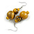 Yellow/ Black Double Bead Wooden Drop Earrings - 60mm Long - view 4