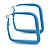 45mm D/ Slim Light Blue Square Hoop Earrings in Matt Finish - Large Size