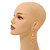 Long Light Pink Acrylic Bead Dangle Earrings in Gold Tone - 85mm Long - view 3
