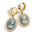 Classic Pale Blue Cameo Crystal Oval Drop Earrings with Round Closure - 40mm L - view 4