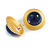Round Blue Glass Button Stud Earrings in Gold Tone - 25mm D - view 5