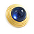 Round Blue Glass Button Stud Earrings in Gold Tone - 25mm D - view 6