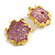 Asymmetric Star with Pale Purple Resin Bead Stud Earrings in Gold Tone - 35mm Tall - view 6