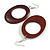 Wooden Open Cut Oval Hoop Earrings in Brown - 80mm Long (Possible Natural Irregularities) - view 4