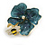 Large Enamel Flower with Bee Motif Stud Earrings in Gold Tone in Teal/Yelow/White - 40mm Tall - view 6