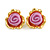 Lilac Pink Acrylic Rose Floral Stud Earrings in Gold Tone - 22mm Tall