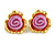 Lilac Pink Acrylic Rose Floral Stud Earrings in Gold Tone - 22mm Tall - view 6