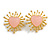 Large Pink Acrylic Heart Earrings in Bright Gold Tone - 40mm Tall - view 4