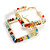 35mm Tall/ Multicoloured Crystal Beaded Square Hoop Earrings in Gold Tone - view 2