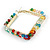 35mm Tall/ Multicoloured Crystal Beaded Square Hoop Earrings in Gold Tone - view 5