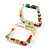 35mm Tall/ Multicoloured Crystal Beaded Square Hoop Earrings in Gold Tone - view 6