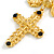 Victorian Style Filigree Cross Dangle Earrings in Light Gold Tone - 75mm L - view 6