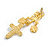Victorian Style Filigree Cross Dangle Earrings in Light Gold Tone - 75mm L - view 4