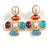 Statement Victorian Style Multicoloured Acrylic Beaded Cross Earrings in Gold Tone - 65mm Long - view 2