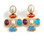 Statement Victorian Style Multicoloured Acrylic Beaded Cross Earrings in Gold Tone - 65mm Long - view 8