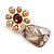 Brown Faux Pearl/Plum Crystal with Acrylic Bead Drop Earrings in Gold Tone - 53mm Long - view 8