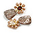 Brown Faux Pearl/Plum Crystal with Acrylic Bead Drop Earrings in Gold Tone - 53mm Long - view 4