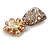 Brown Faux Pearl/Plum Crystal with Acrylic Bead Drop Earrings in Gold Tone - 53mm Long - view 5