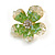 Clear/Green Acrylic Flower Stud Earrings in Gold Tone - 23mm Across - view 4