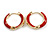 20mm Small Red Enamel Gold Tone Huggie Hoop Earrings - view 4