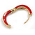 20mm Small Red Enamel Gold Tone Huggie Hoop Earrings - view 5
