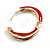 20mm Small Red Enamel Gold Tone Huggie Hoop Earrings - view 6