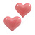 Pink Shiny Acrylic Heart Stud Earrings - 20mm Wide - view 4
