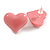 Pink Shiny Acrylic Heart Stud Earrings - 20mm Wide