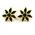 Green Enamel Daisy Stud Earrings in Gold Tone - 35mm D - view 4