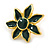 Green Enamel Daisy Stud Earrings in Gold Tone - 35mm D - view 5