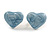 Light Blue Enamel Heart Stud Earrings - 17mm Across