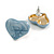 Light Blue Enamel Heart Stud Earrings - 17mm Across - view 2