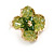 Four Petal Acrylic Flower Stud Earrings in Gold Tone in Olive Green - 20mm Across - view 5