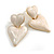 Milky White Enamel Double Heart Dangle Earrings in Gold Tone - 35mm Long - view 2