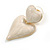 Milky White Enamel Double Heart Dangle Earrings in Gold Tone - 35mm Long - view 6