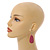 Pink Teardrop Wooden Earrings - 65mm L - view 3