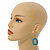 Turquoise Wood O-Shape Drop Earrings - 55mm L - view 3