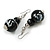 Black/White/Gold Double Bead Wood Drop Earrings - 60mm L - view 4