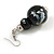 Black/White/Gold Double Bead Wood Drop Earrings - 60mm L - view 5