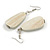 Off White Teardrop Wooden Earrings - 65mm L - view 4