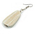 Off White Teardrop Wooden Earrings - 65mm L - view 5