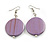 Purple Wood Coin Drop Earrings - 60mm L/ 30mm D - view 2