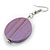 Purple Wood Coin Drop Earrings - 60mm L/ 30mm D - view 4