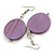 Purple Wood Coin Drop Earrings - 60mm L/ 30mm D - view 5